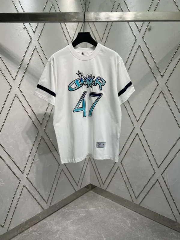 Dior And Lewis Hamilton T-Shirt Relaxed Fit White Slub Cotton Jersey - DRT01