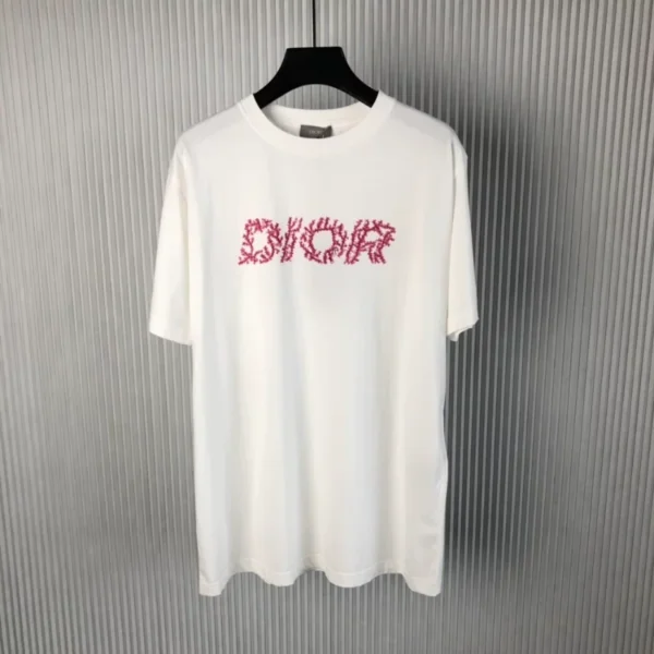 Dior Italic Coral Relaxed Fit T-Shirt In White - DRT03
