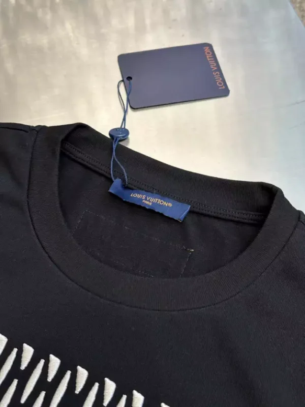 LV Embroidered Signature Cotton T-Shirt in Black - LRT107