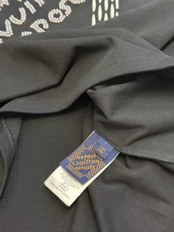 LV Embroidered Signature Cotton T-Shirt in Black - LRT107