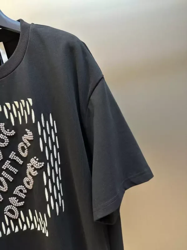LV Embroidered Signature Cotton T-Shirt in Black - LRT107