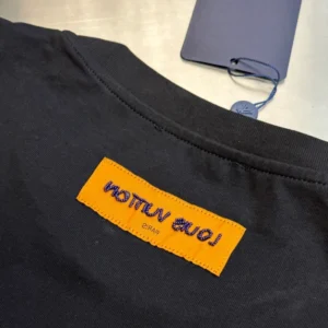 LV Embroidered Signature Cotton T-Shirt in Black - LRT107