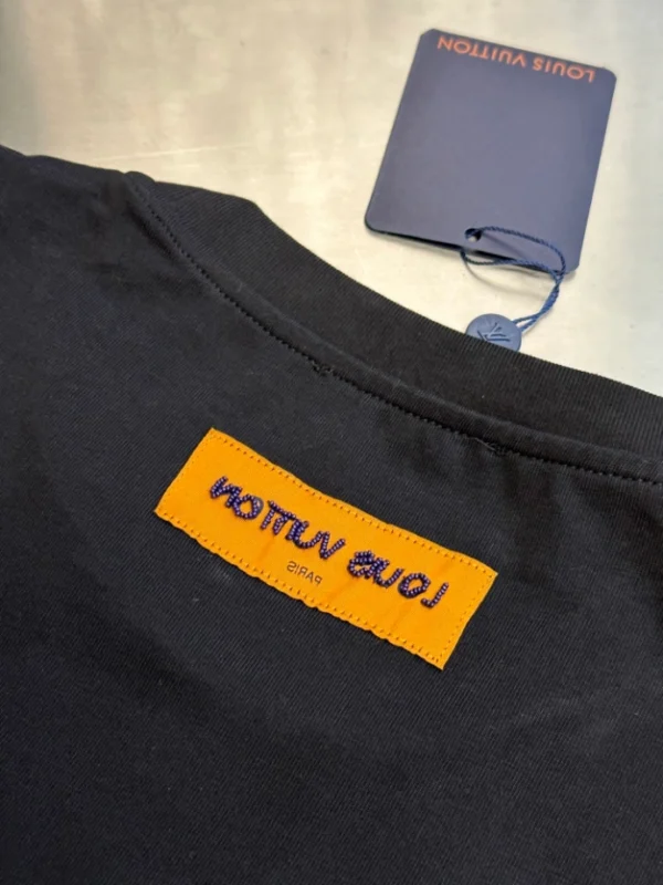 LV Embroidered Signature Cotton T-Shirt in Black - LRT107