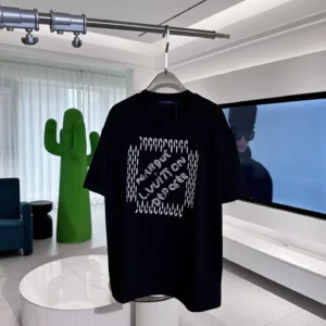 LV Embroidered Signature Cotton T-Shirt in Black - LRT107