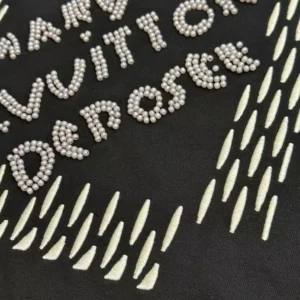LV Embroidered Signature Cotton T-Shirt in Black - LRT107
