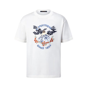 LV Short-Sleeved Knitted Crewneck in White - LRT114