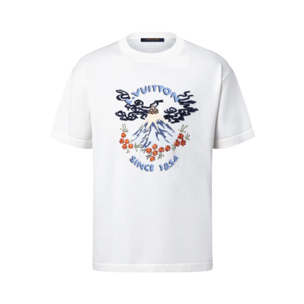 LV Short-Sleeved Knitted Crewneck in White - LRT114