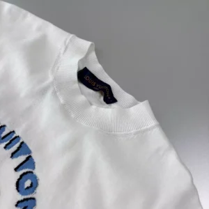 LV Short-Sleeved Knitted Crewneck in White - LRT114
