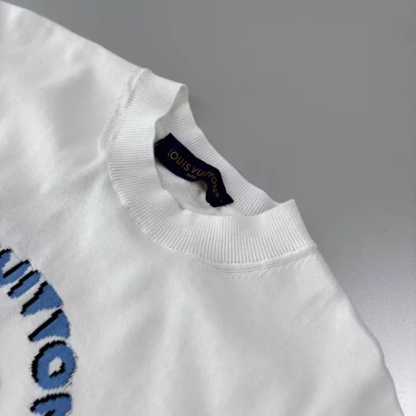 LV Short-Sleeved Knitted Crewneck in White - LRT114