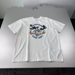 LV Short-Sleeved Knitted Crewneck in White - LRT114