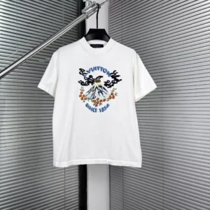 LV Short-Sleeved Knitted Crewneck in White - LRT114