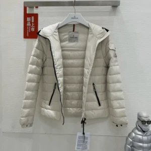 Moncler Bles Hooded Full Zip Jacket In Creamy White – CJ11