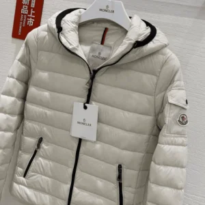 Moncler Bles Hooded Full Zip Jacket In Creamy White – CJ11