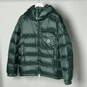 Moncler Logo Wollaston Down Jacket In Dark Green – CJ04