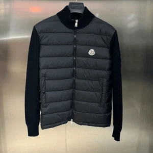 Moncler Padded Cotton Zip Up Cardigan In Black – CJ08