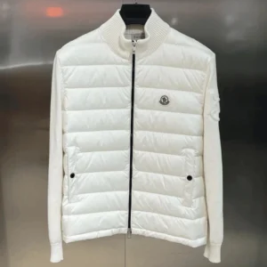 Moncler Padded Cotton Zip Up Cardigan In White – CJ09