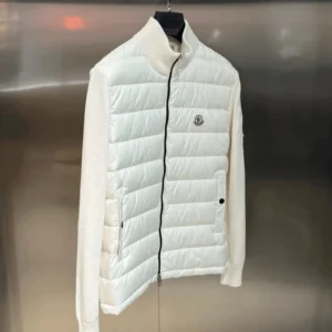 Moncler Padded Cotton Zip Up Cardigan In White – CJ09