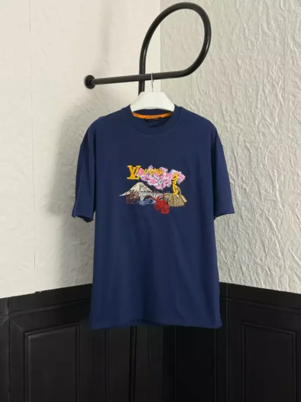 LV Embroidered T-Shirt in Blue - LRT115