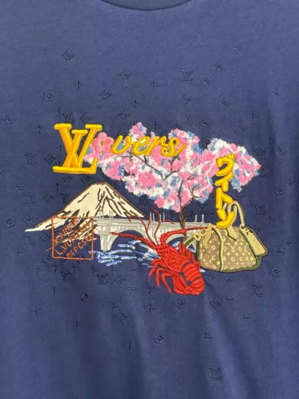 LV Embroidered T-Shirt in Blue - LRT115