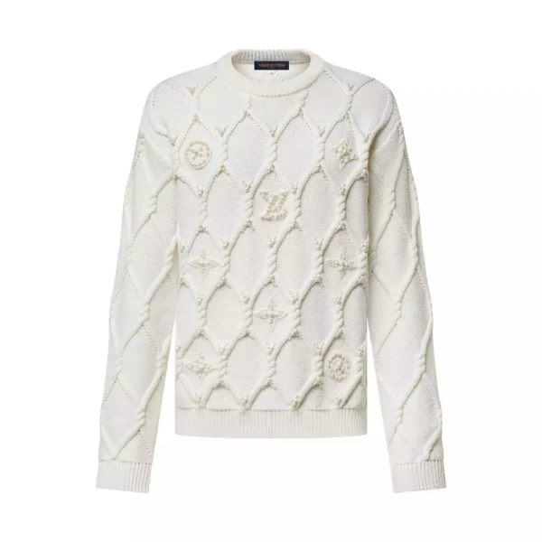 LV Embellished Cable Knit Wool Blend Jumper - LRH16
