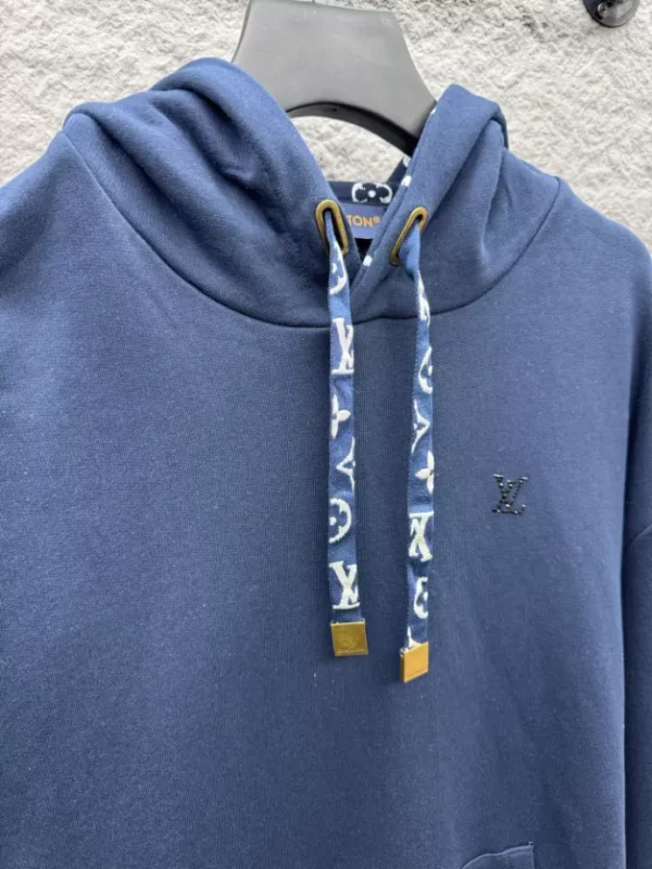 LV Cotton Hoodie In Navy Blue - LRH11