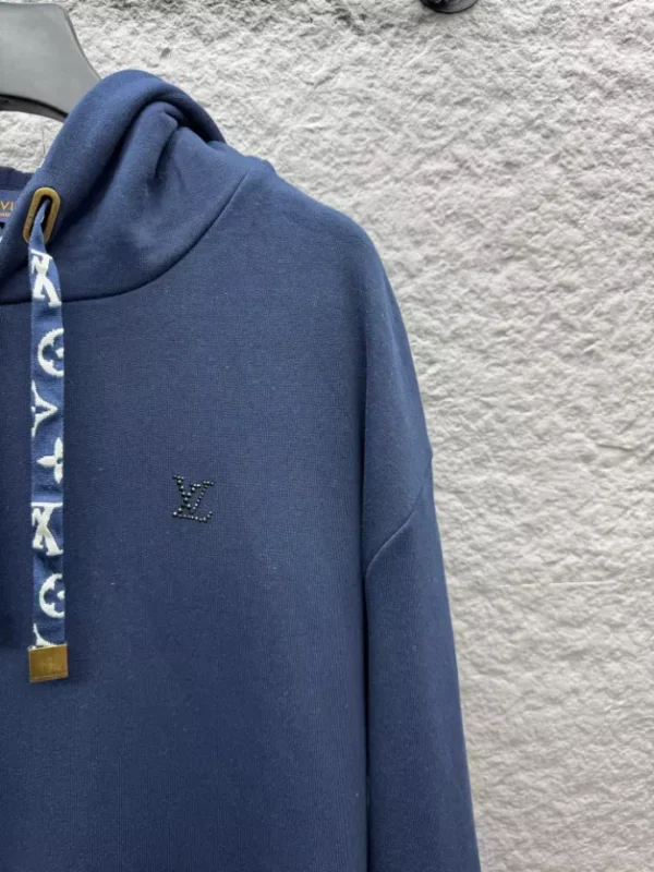 LV Cotton Hoodie In Navy Blue - LRH11