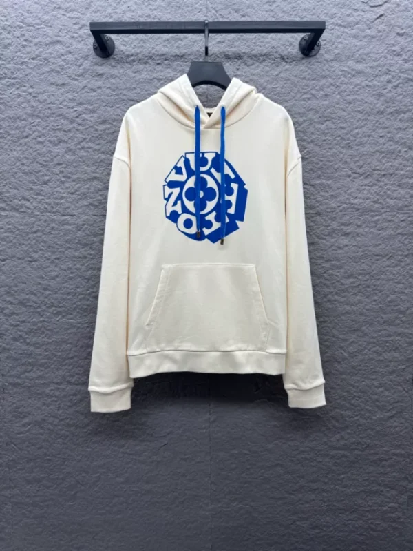 LV Printed Signature Hoodie In White - LRH13