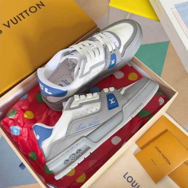 LV Trainer Sneakers In Grey And Blue - RLS175