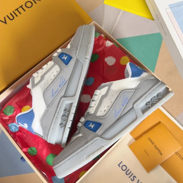 LV Trainer Sneakers In Grey And Blue - RLS175