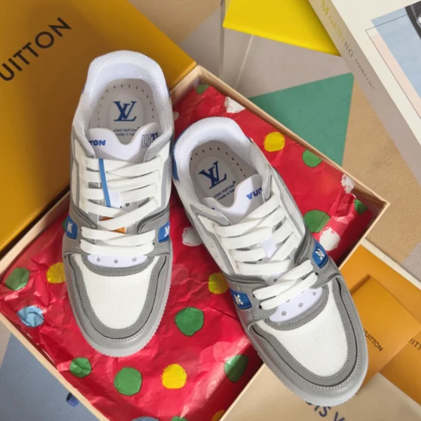 LV Trainer Sneakers In Grey And Blue - RLS175