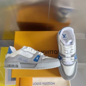 LV Trainer Sneakers In Grey And Blue - RLS175