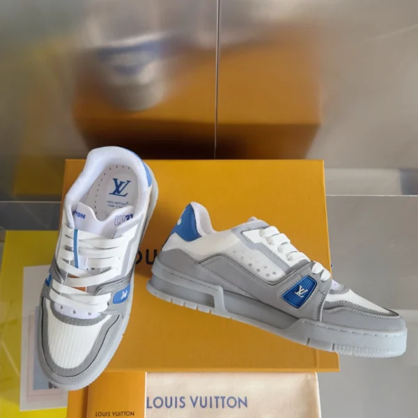 LV Trainer Sneakers In Grey And Blue - RLS175