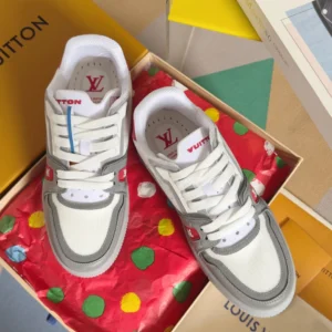 LV Trainer Sneakers In White And Grey - RLS173