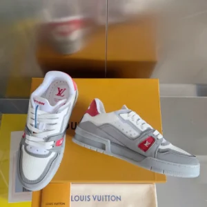 LV Trainer Sneakers In White And Grey - RLS173