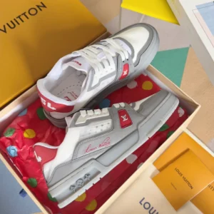 LV Trainer Sneakers In White And Grey - RLS173