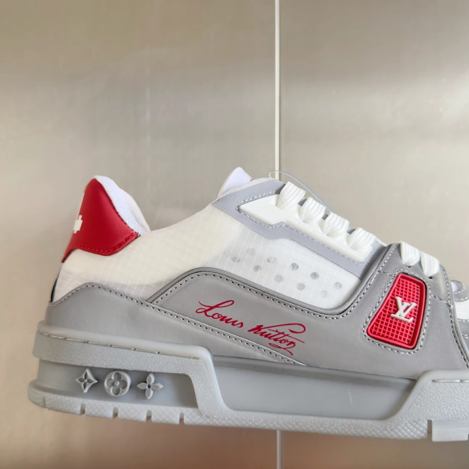 LV Trainer Sneakers In White And Grey - RLS173