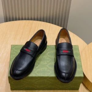 GC Men's Loafer with Web In Black Leather - RG04