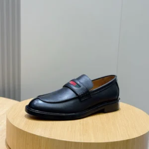 GC Men's Loafer with Web In Black Leather - RG04