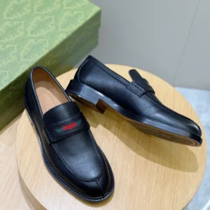 GC Men's Loafer with Web In Black Leather - RG04