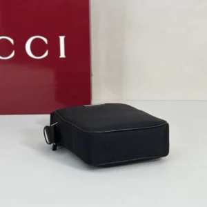 Gucci Tag Small Crossbody Bag In Black Nylon - GB040