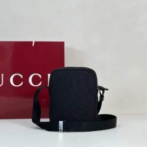 Gucci Tag Small Crossbody Bag In Black Nylon - GB040