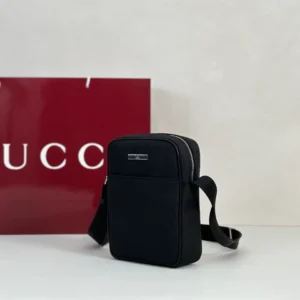 Gucci Tag Small Crossbody Bag In Black Nylon - GB040