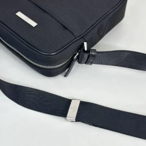 Gucci Tag Small Crossbody Bag In Black Nylon - GB040