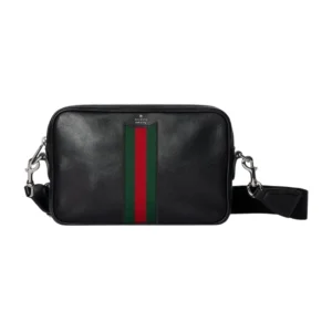Gucci Web Trademark Small Crossbody Bag In Black Leather - GB046