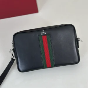 Gucci Web Trademark Small Crossbody Bag In Black Leather - GB046