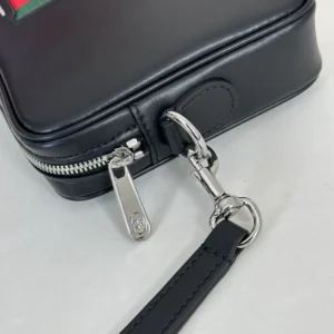 Gucci Web Trademark Small Crossbody Bag In Black Leather - GB046