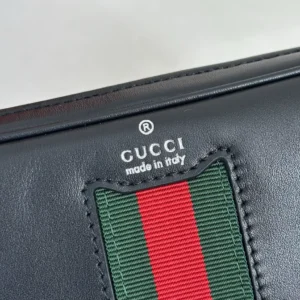 Gucci Web Trademark Small Crossbody Bag In Black Leather - GB046