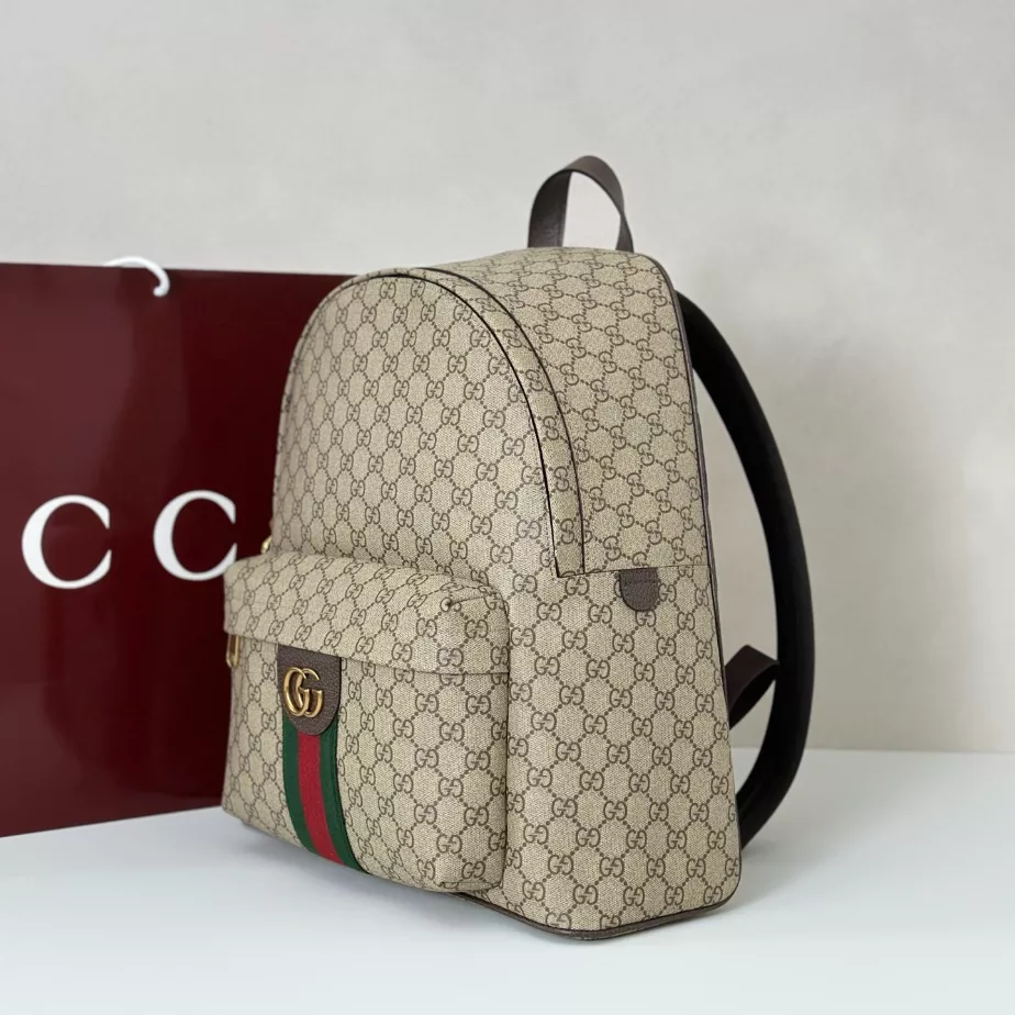 Gucci Ophidia Medium Backpack In Beige And Dark Brown GG Fabric