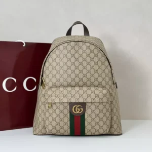 Gucci Ophidia Medium Backpack In Beige And Dark Brown GG Fabric