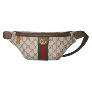 Gucci Ophidia Small Belt Bag In Beige And Dark Brown Fabric - GB054